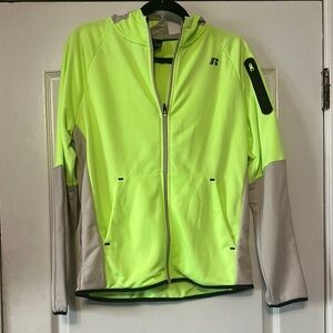 Russell Athletic Green and Gray Hoodie Cozy and Versatile